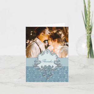Agradecimiento Foto afortunada boda de elefantes con tarjeta de "