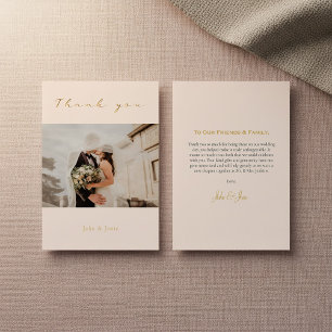 Agradecimiento foto de boda, efecto oro, tarjeta de agradecimient