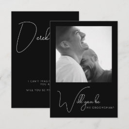 Agradecimiento Foto de moda Tarjeta de propuesta Groomsman en bla
