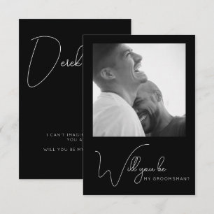 Agradecimiento Foto de moda Tarjeta de propuesta Groomsman en bla