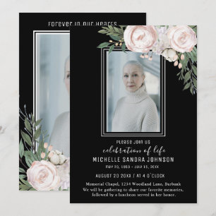 Agradecimiento Fotografía funeraria Tarjeta de oración Black Flor