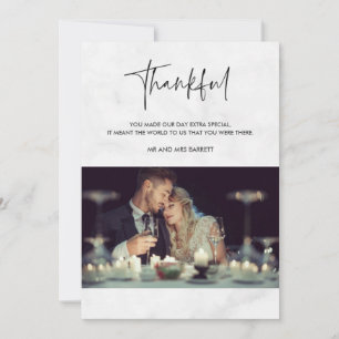 Agradecimiento Fotos agradecidas Boda de Mármol gris tarjeta de a