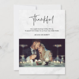 Agradecimiento Fotos agradecidas Boda de Mármol gris tarjeta de a