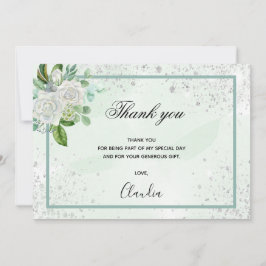 Agradecimiento Fotos verdes de cumpleaños con flores tarjeta de a