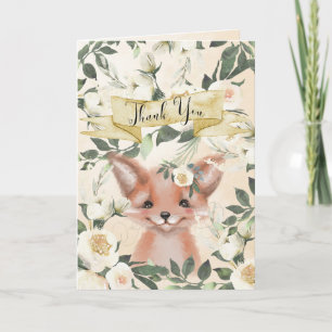 Agradecimiento Fox cub linda ducha floral bebé tarjeta de agradec