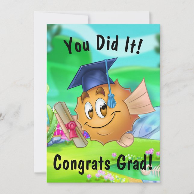 Agradecimiento FriendFish lindo personalizado tarjeta de graduaci (Anverso)
