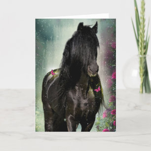 Agradecimiento Frisia de caballo negro - Tarjeta de saludo