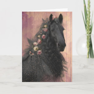 Agradecimiento Frisia de caballo negro - Tarjeta de saludo