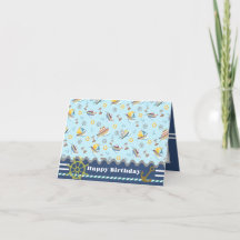 Fun Boats Blue. Tarjeta de cumpleaños