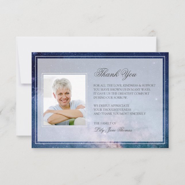 Agradecimiento Funeral de Noche Starry Gracias | Tarjeta conmemor (Anverso)