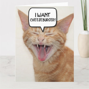 AGRADECIMIENTO FUNNY GINGER CAT TARJETA DE CUMPLEAÑOS I WANT-CHEE