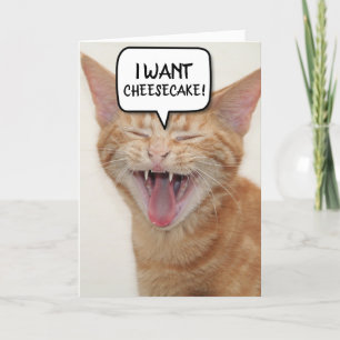 AGRADECIMIENTO FUNNY GINGER CAT TARJETA DE CUMPLEAÑOS ¡QUIERO QUE