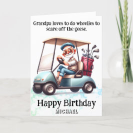 Agradecimiento *~* Funny Old Golf Cart Man - Tarjeta de cumpleaño