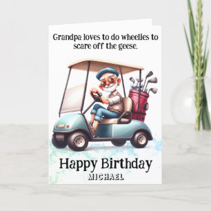 Agradecimiento *~* Funny Old Golf Cart Man - Tarjeta de cumpleaño
