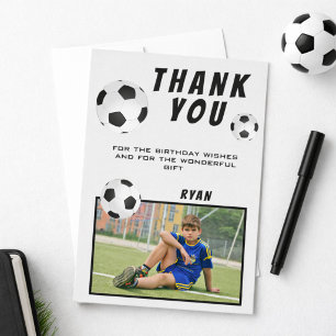 Agradecimiento Fútbol Fútbol Gracias tarjeta de foto de cumpleaño
