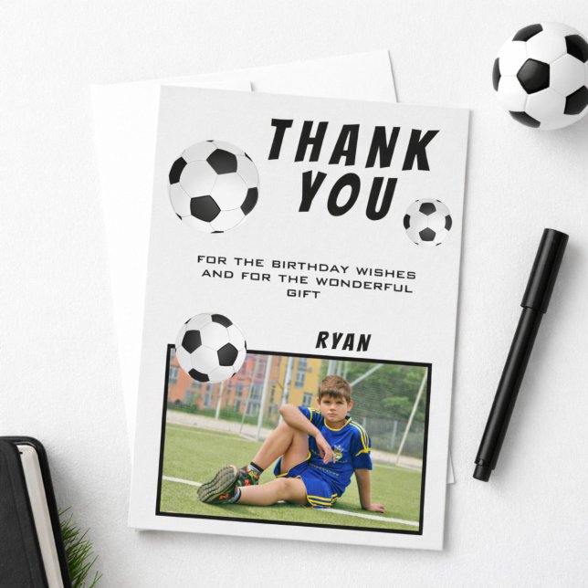 Agradecimiento Fútbol Fútbol Gracias tarjeta de foto de cumpleaño (Subido por el creador)