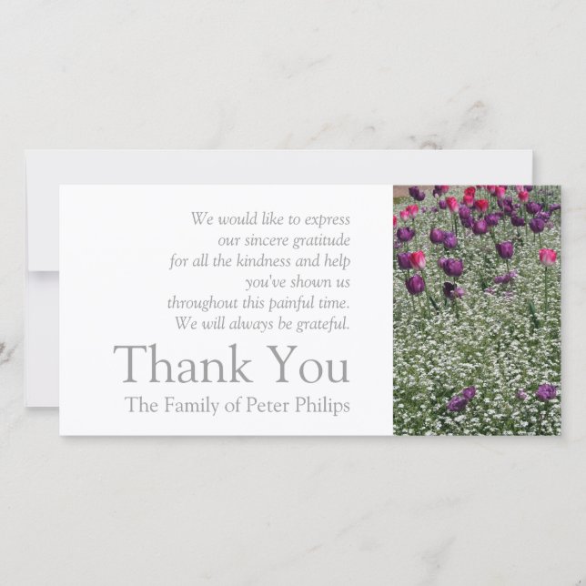 Agradecimiento Garden 1 Tulips Simpatía Gracias Tarjeta de Foto 2 (Anverso)