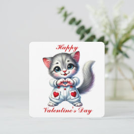 Agradecimiento Gatito Adorable - Tarjeta del Día de San Valentín