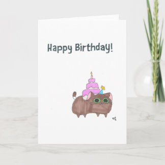 Agradecimiento Gato de cumpleaños feliz con tarjeta de pastor