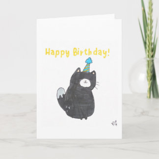 Agradecimiento Gato de cumpleaños feliz en Gorra Fiesta 1 tarjeta