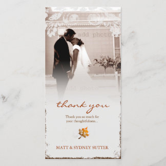 Agradecimiento GC | Boda de otoño de edad gracias tarjeta fotográ