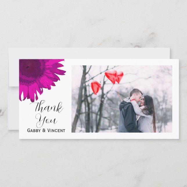 Agradecimiento Girasol de arte pop rosado Gracias tarjeta de foto (Anverso)