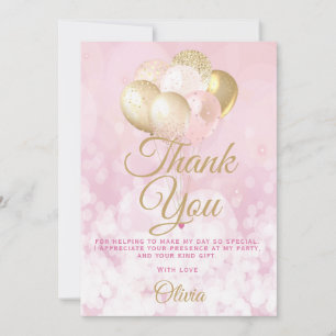 Agradecimiento Glamorosa fiesta de cumpleaños - Tarjeta de agrade