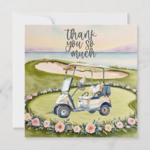 Agradecimiento Golf gracias tarjeta campo de golf acuarela