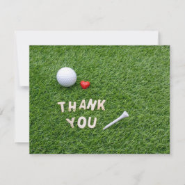 Agradecimiento Golf Gracias tarjeta con bola de golf y tee