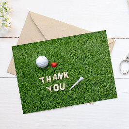 Agradecimiento Golf Gracias tarjeta con bola de golf y tee