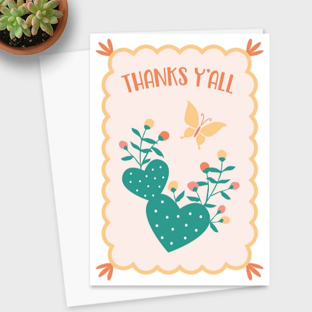 Agradecimiento "Gracias A Todos" Cactus Tarjeta De Gracias (Thanks Y'all Cactus Thank You Card)