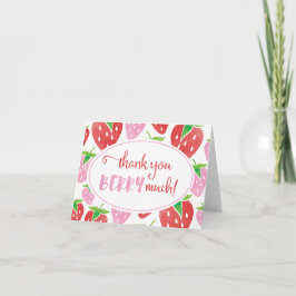 Agradecimiento Gracias BERRY mucha tarjeta de fresa acuarela
