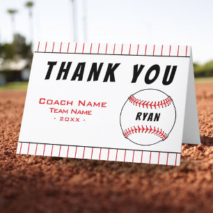 Agradecimiento Gracias Coach Baseball Ball Tarjeta de agradecimie