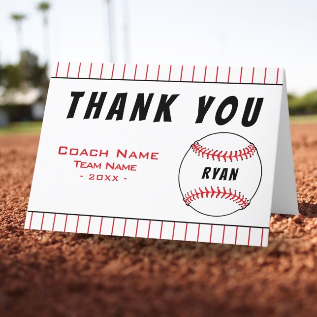 Agradecimiento Gracias Coach Baseball Ball Tarjeta de agradecimie (Subido por el creador)
