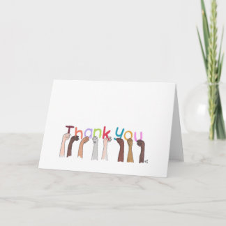 Agradecimiento Gracias con cartas mantenidas con tarjeta de mano