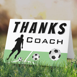 Agradecimiento Gracias entrenador jugador de fútbol - Tarjeta de 