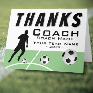 Agradecimiento Gracias Entrenador Jugador de Fútbol Tarjeta de Ag