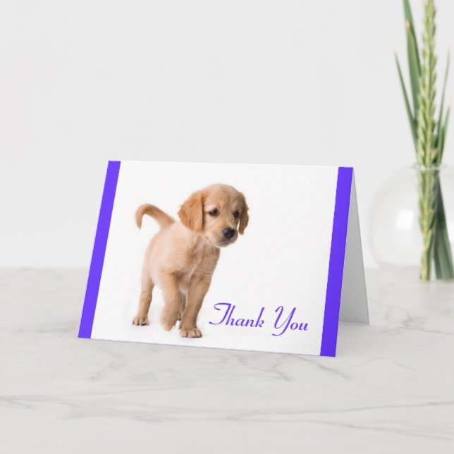 Agradecimiento Gracias, Golden Retriever Puppy Dog, Tarjeta de fe (Anverso)