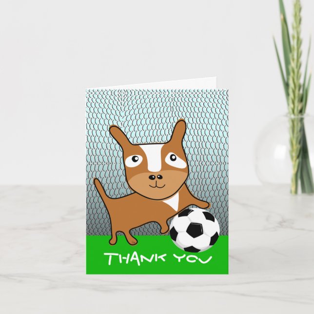 Agradecimiento Gracias Perro De Fútbol De Tarjeta (Anverso)