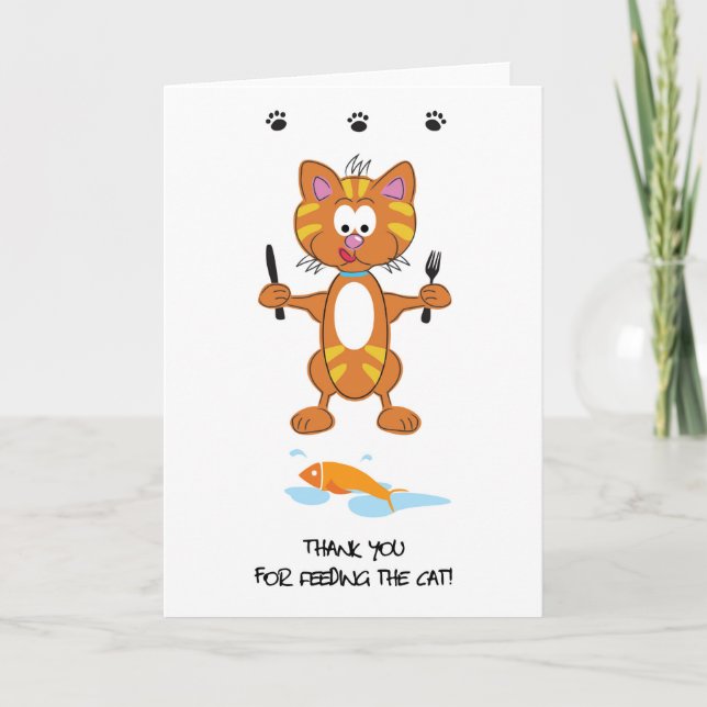 Agradecimiento Gracias por alimentar la tarjeta de saludo del gat (Anverso)