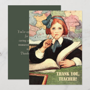 Agradecimiento Gracias, Profesor. Tarjeta plana de arte vintage