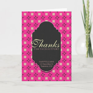 Agradecimiento Gracias rosado por apoyar tarjeta de patrón floral
