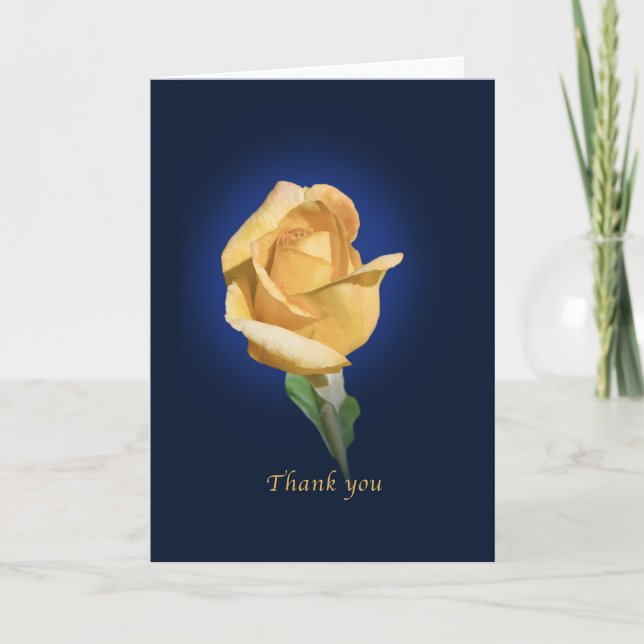Agradecimiento Gracias, tarjeta amarilla de rosa (Anverso)