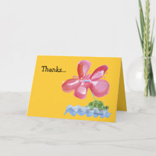 Agradecimiento Gracias Tarjeta de acuarela de tortuga rosa