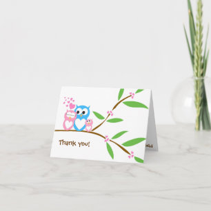 Agradecimiento Gracias tarjeta de Baby Shower Baby Girl Owl