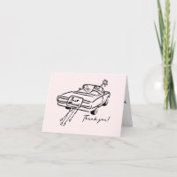 Gracias tarjeta de boda con auto recién casado