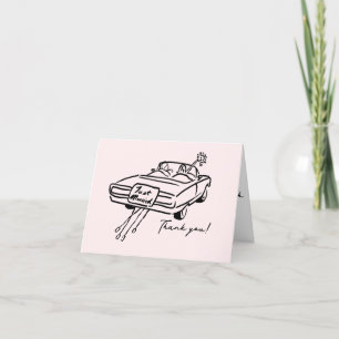 Agradecimiento Gracias tarjeta de boda con auto recién casado