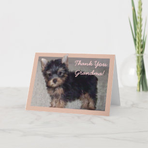 Agradecimiento Gracias tarjeta de cachorro Grandma Yorkshire