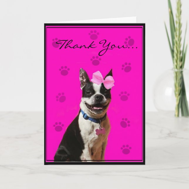 Agradecimiento Gracias tarjeta de felicitación de Boston Terrier (Anverso)