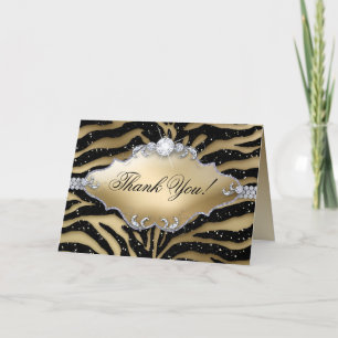Agradecimiento Gracias Tarjeta de felicitación Zebra Sparkle Blac